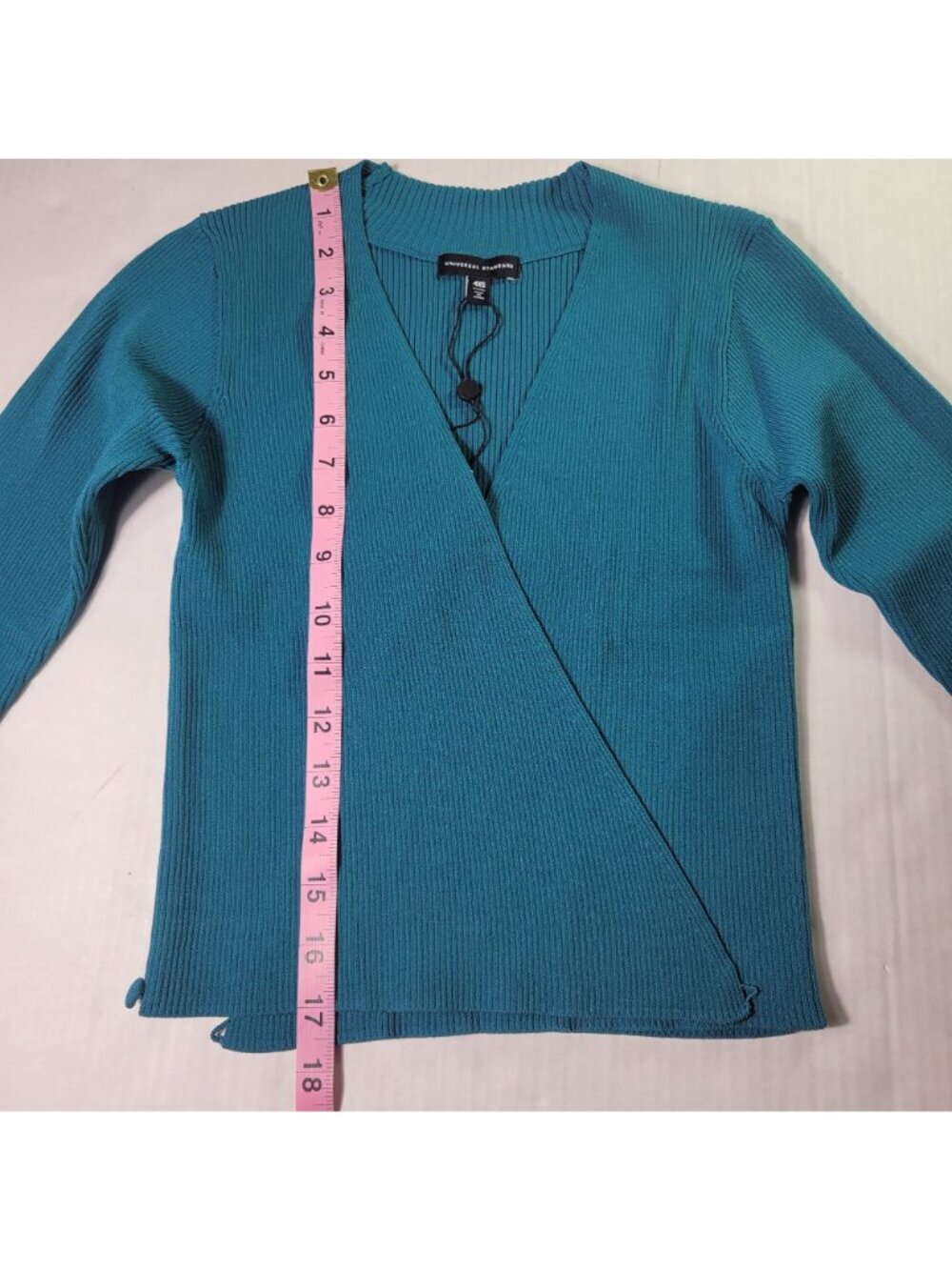 Universal Standard Teal Ribbed Open Front Cardigan Sweater 4XS (X-Small) - Picture 4 of 8